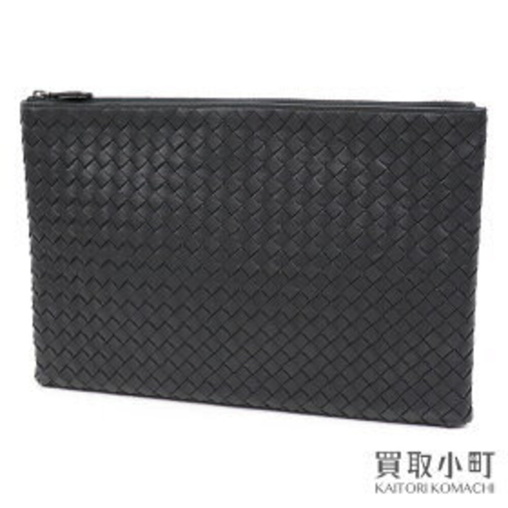 Bottega Veneta Nero Black Intrecciato Document Case Pouch Clutch Bag BV